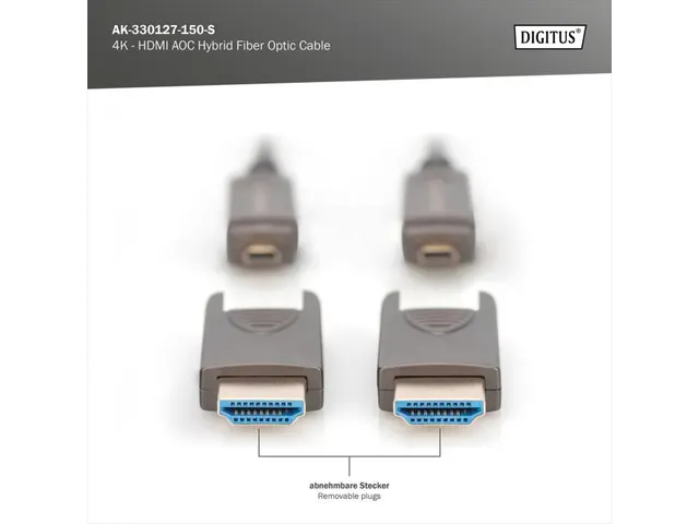 HDMI AOC-aansluitkabel type A afneembaar M/M 15m Ultra HD 4K@60 Hz