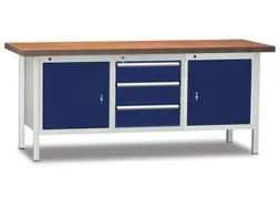 Werkbank 840x2000x700mm 3laden 2 Bergvakken Lichtgrijs Gentiaanblauw