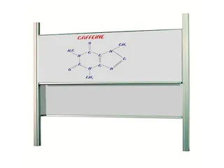 Schoolbord Dubbelvlaksbord 120x300cm Verstelbaar Kolom Wit Emaille - 1