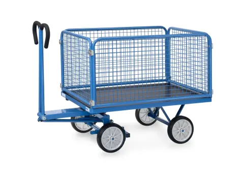 Handtrekwagens 6433v 700kg 1200x800mm Draadgaas Massief Rubber