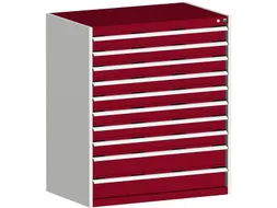 ladekast 1200x1050x650mm 10laden zware lasten RAL7035 front RAL3004