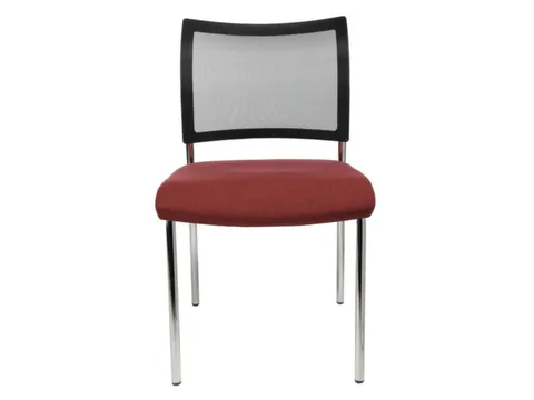 Bezoekersstoel Zitting Bordeauxrood Stof Rug Netbekleding Zwart