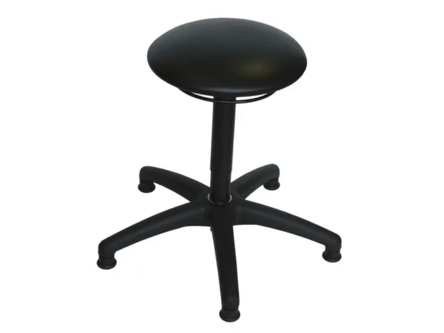 Draaikruk 610-870mm Zwart Kunstleer Gasveer Zwart Voetkruis Glijders