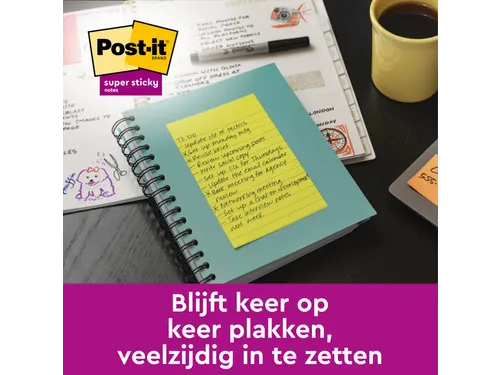 Memoblok 3M Post-it 4690 Super Sticky 101x152mm lijn Bangkok Assorti
