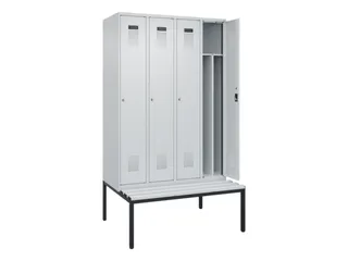 locker met bank,voor scheiding van kleding,HxBxD 2120x1200x815mm,4vak - 1