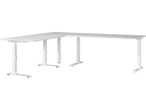 hoekbureau,in h. verstelb.,HxBxD 710-910x2400x2000mm,blad wit