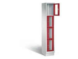 Lockerkast 1800x320x500mm 1x4 vakken Cilinderslot, Sokkel, RAL3003