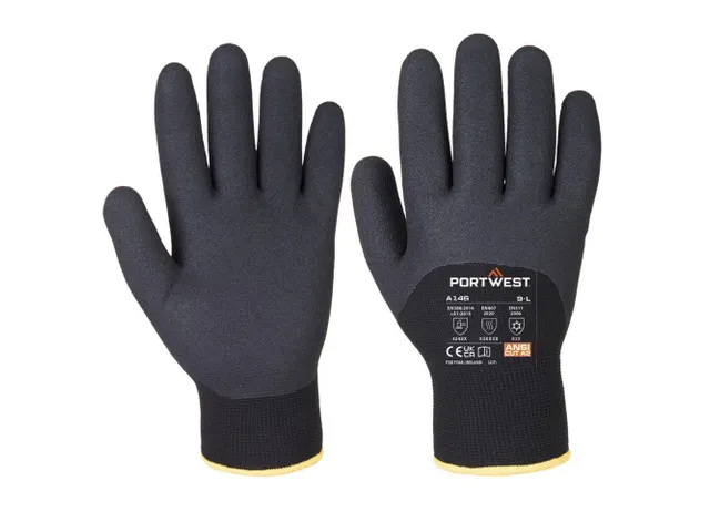 Portwest A146 thermisch handschoenen, zwart, maat XL, 12 paar