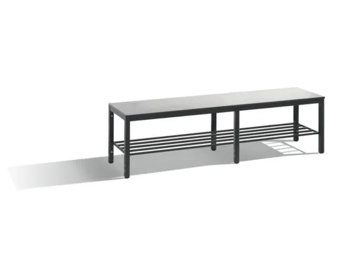 omkleedbank,HxLxD 401x1500x353mm,HPL wit,frame staal RAL7021