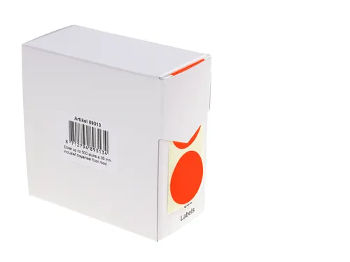 Etiket Rillprint 35mm 500st op rol fluor rood