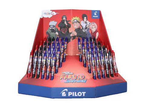 Rollerpen PILOT friXion clicker Naruto medium 3 kleuren assorti 48 st