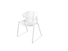 Outdoor Bezoekersstoel Draad-Zitschaal Sledepoten Wit Gelakt