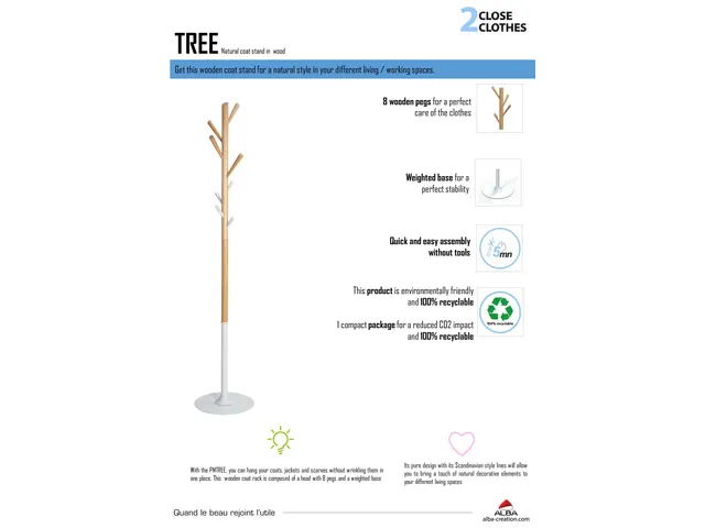 Tree kapstok in modern wit/beukenhout 8 haken 175 cm
