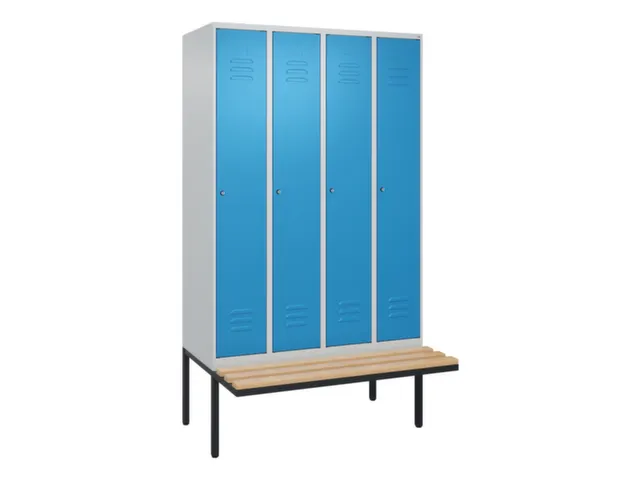 locker met bank,HxBxD 2120x1200x815mm,4vak,vak B 300mm,cil.-slot