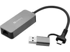 USB-C/A Adapter 2.5 GbE RJ45 136-68 grijs