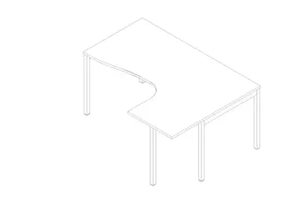 hoek-bureau,HxBxD 755x1600x1200mm,blad wit,verdieping rechts - 1