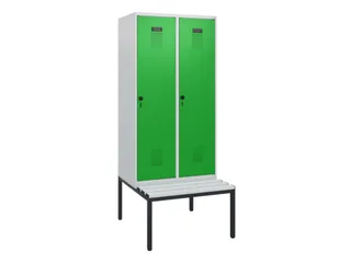 locker met bank,HxBxD 1950x800x815mm,2vak,vak B 400mm,draaigrendel - 2