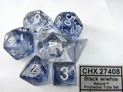 Dobbelsteen Chessex Polydice Nebula Black/white set à 7 stuks