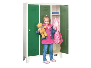lockerkast v. kinderen,HxBxD 1300x780x300mm,3vak,RAL7035,front RAL7016 - 1