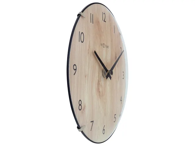 Horloge murale/de table mini NeXtime Ø20cm verre bombé bois clair