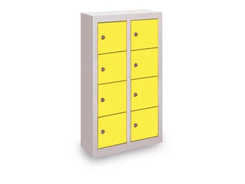 lockerkast,HxBxD 815x460x200mm,2x4vakken,RAL7035,front RAL5012