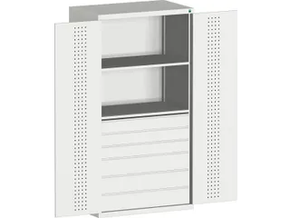 systeemkast HxBxD 2000x1050x650mm 2xStalen bodem 6laden Ral7035 - 1