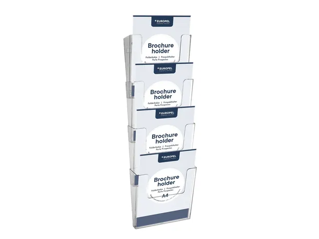 Folderhouder Europel 4 x A4 wand staand koppelbaar transparant