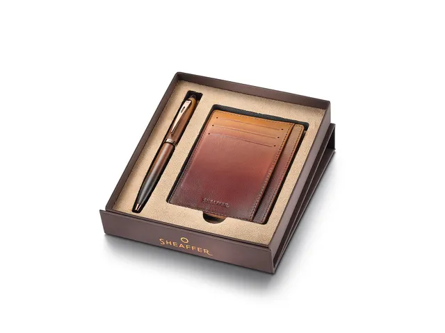 Balpen giftset Sheaffer 100 9374 Coffee Ed. Matt Brown met bruine cred