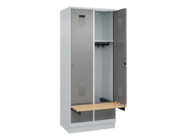 locker met bank,HxBxD 1950x800x815mm,2vak,vak B 400mm,cilinderslot