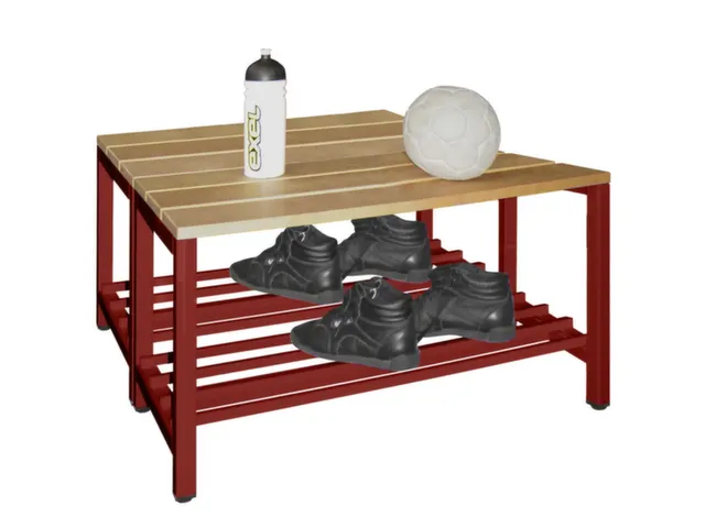 banc double,LxP 1000x740mm,barrettes en bois hêtre,piètement RAL3000