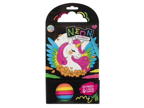 Colouring Book 15x15 cm 40 vel 5 neon markers