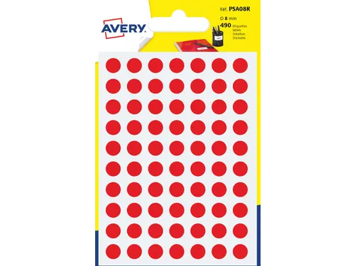 PSA08R ronde markeringsetiketten diameter 8 mm rood