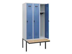 locker met bank,HxBxD 1950x900x815mm,3vak,vak B 300mm,draaigrendel