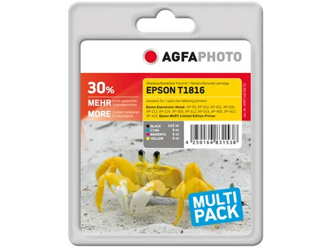 Agfa Photo Epson T1816 XP inkt CMYK Rebuilt set van 4