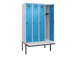 locker met bank,HxBxD 2120x1200x815mm,4vak,vak B 300mm,draaigrendel