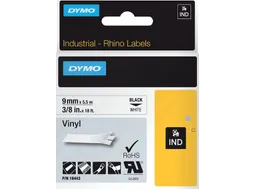 Labeltape Dymo Rhino 18443 Vinyl 9mmx5.5m Zwart Op Wit