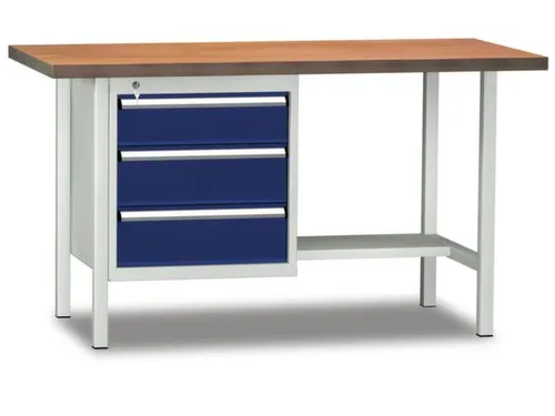 Werkbank 840x1500x700mm 1lade 150mm 2laden 175mm 1/2legbord Ral7035