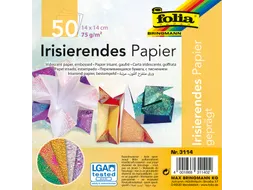 Vouwblaadjes Folia 75gr 14x14cm 50 vel 2-zijdig iriserend embossing as
