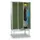 locker met bank,HxBxD 2150x1200x500mm,3vak,RAL7035,front RAL6011