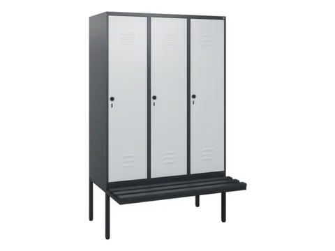 locker met bank,HxBxD 1950x1200x815mm,3vak,vak B 400mm,draaigrendel