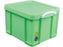 Really Useful Boxes Opbergdoos 35 Liter, Neongroen Met Witte Handvaten