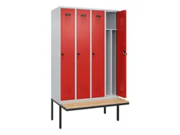 locker met bank,voor scheiding van kleding,HxBxD 2120x1200x815mm,4vak