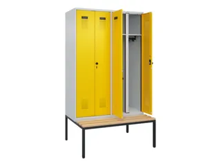 locker met bank,voor scheiding van kleding,HxBxD 2120x1200x815mm,4vak - 1