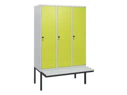 locker met bank,HxBxD 1950x1200x815mm,3vak,vak B 400mm,draaigrendel