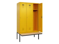 locker met bank,HxBxD 2120x1200x815mm,3vak,vak B 400mm,cilinderslot