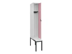 locker met bank,HxBxD 2120x300x815mm,1vak,vak B 300mm,draaigrendel