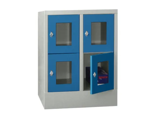lockerkast,HxBxD 855x600x500mm,2x2vakken,RAL7035,front RAL5012