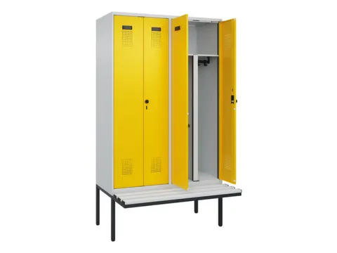 PBM-locker met bank,HxBxD 2120x1200x815mm,4vak,vak B 300mm