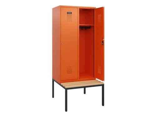 locker met bank,HxBxD 1950x800x815mm,2vak,vak B 400mm,cilinderslot