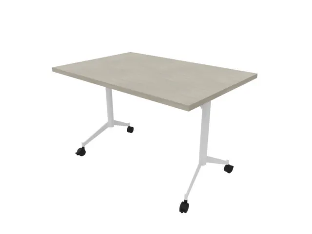 klaptafel,HxBxD 750x1200x700mm,hoekig,T-voet wit,ovale buis,blad beton